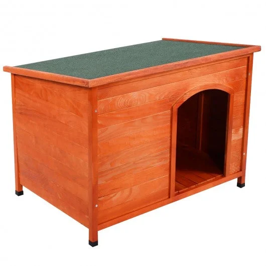 Wood Weather Resistant Home Outdoor Ground Dog House-L