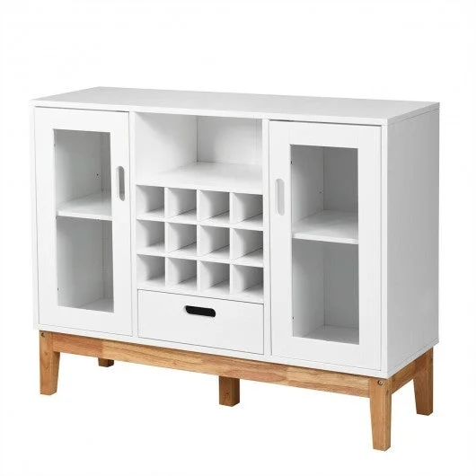 Wood Wine Storage Cabinet Sideboard Console Buffet Server-White