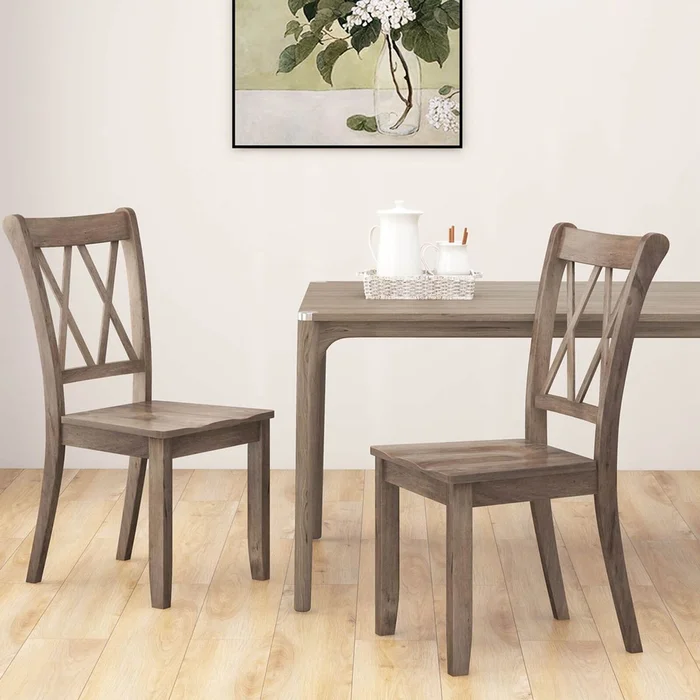Wooden Farmhouse Dining Chairs (Set of 2)