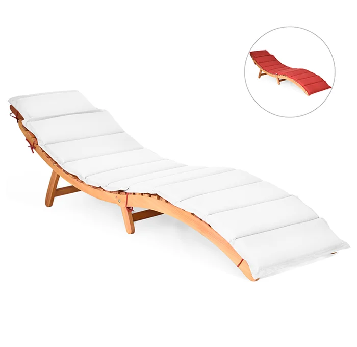 Wooden Folding Reversible Cushion Lounge Chairs (Set of 2)