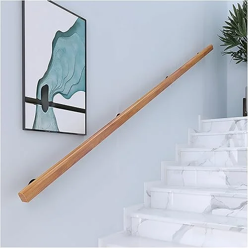Wooden Handrails, 1-20ft Non-Slip Staircase Handrail, for Home Garden Corridor Lofts Kindergarten Guardrail Decking Railings, Wall Mounted Barrier-Free Staircase Grab Bar for Elderly (Size : 12ft)