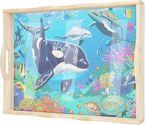 Wooden Serving Trays with Handles 5D Diamond Painting Kits for Adults, Trays Decor Diamond Arts Kits, Home or Farmhouse Decor 7.8×11.8 Inches