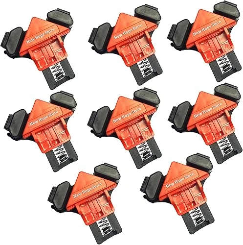 Woodworking 90 Degree Angle Corner Clamps, 8pcs ABS Adjustable Swing Corner Clip Fixer Carpenter Right Angle Fixing Clamps Bar Clamps for Drilling, Making Cabinets, Photo Framing, Crafting Projects