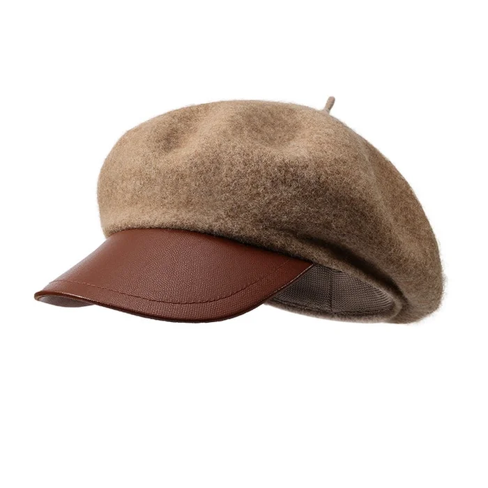 Woolen Beret Windproof Warm Hat Coffee 1pc