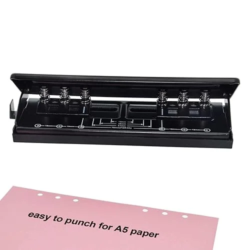 WORKLION Adjustable 6-Hole Punch with Positioning Mark, Daily Paper Puncher for A5 Size Six Ring Binder Planners – Refill Pages