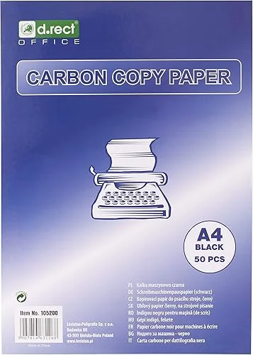 Writing Paper for Typewriters | DIN A4 | Self-Healing Paper | Carbon Copy Paper | 50 Sheets | Black