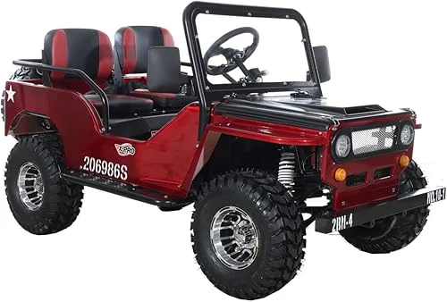 X-PRO Ranger 125 125cc Go Kart with 3-Speed Semi-Automatic Transmission w/Reverse, Big 18′ Aluminium Rim Wheels! LED Headlights, with Windshield and Spare Tire！ (Red)