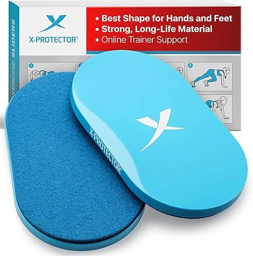 X-Protector Sliders for Working Out – 2 PCS – Double-Sided Exercise Sliders for Hard & Carpeted Floors – Light Blue Gliders for Exercising – Premium Workout Sliders – Core Sliders for Any Surfaces!