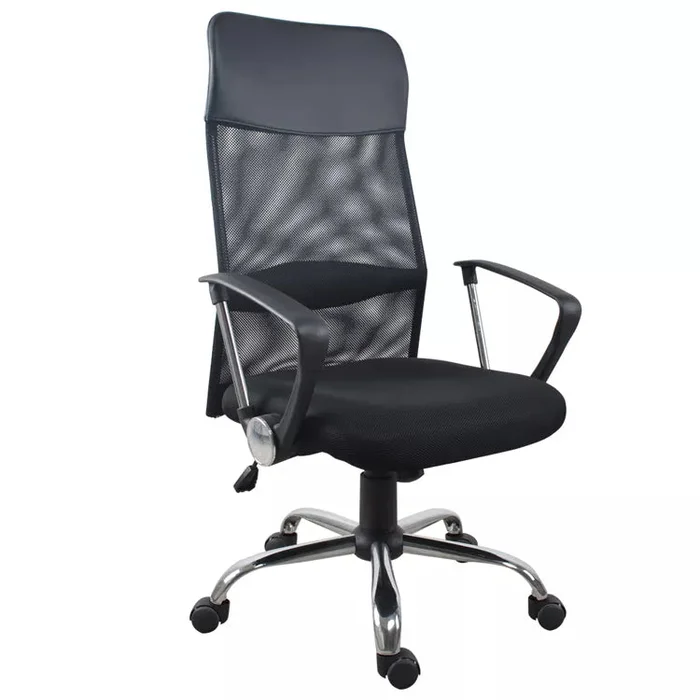Xtech Office Chair Turin Executive Mesh Back Armrests Adjustable Height Steel Base – Black by Level Up Desks