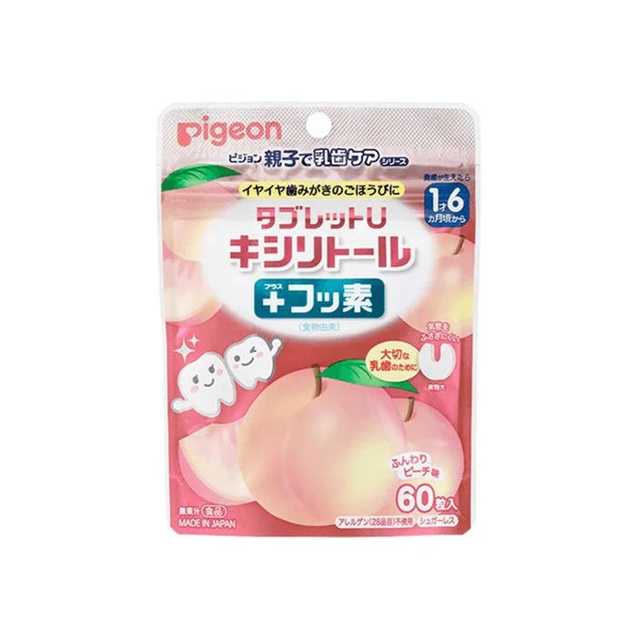 Xylitol U-Shaped Teeth Candy for Infants Peach Flavor 60 Capsules