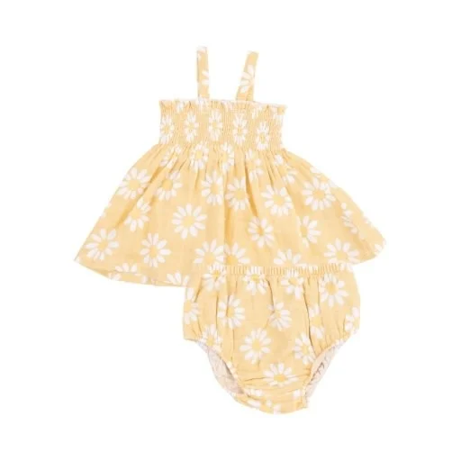 Yellow Mod Daisy Smocked Top & Bloomer