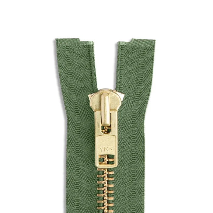 YKK #10 20″ Brass Jacket Zipper – Army Green (566)