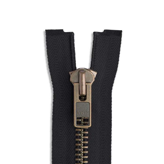 YKK #10 30″ Antique Brass Jacket Zipper – Black (580)