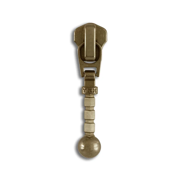 YKK #5 Ball Style Metal Jacket Zipper Pulls – 2/Pack – Antique Brass