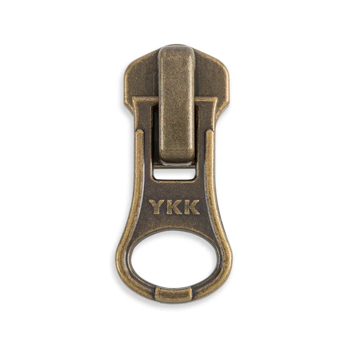 YKK #5 Metal Two-Way Bottom Slide Zipper Pulls – 2/Pack – Antique Brass