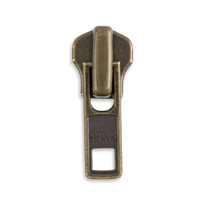 YKK #7 Metal Jacket Zipper Pulls – 2/Pack – Antique Brass