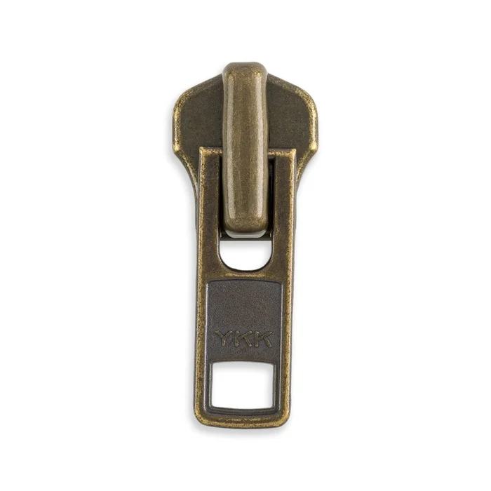 YKK #8 Metal Jacket Zipper Pulls – 2/Pack – Antique Brass