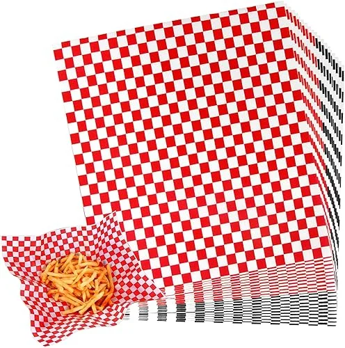 Youngever 300-Piece Wax Paper Sheets – 12×12 inch, Ideal for Fast Food Liners, Sandwiches and Kitchen Baskets – Red & Black