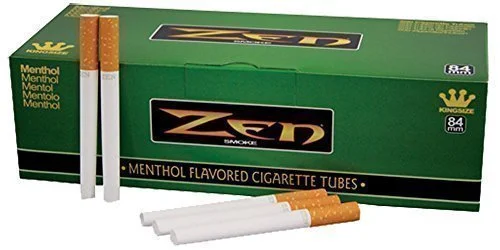 Zen King Size 84mm Menthol Flaored Cigarette Tubes 200 Count Per Box
