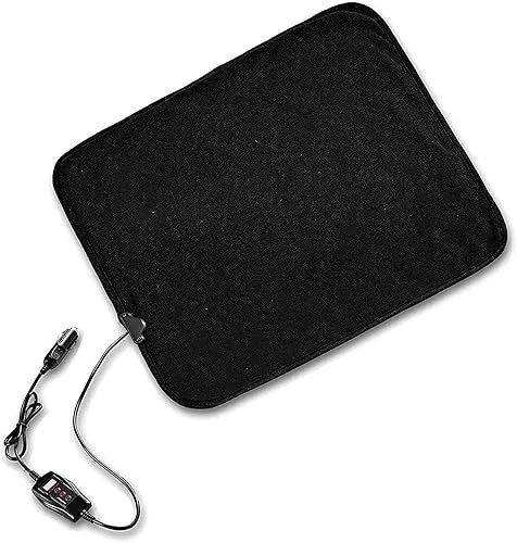 Zento Car Travel Pad for Comfort (Black) – Fleece Rustic Designed Mini Blanket to Carry On Your Winter Travelling Vacations
