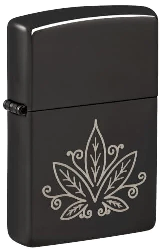 Zippo Cannabis Design High Polish Black Pocket Lighter