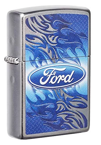 Zippo Ford Blue Flame Script in Oval Logo Street Chrome Pocket Lighter