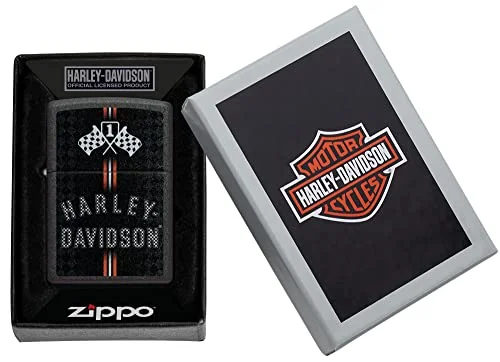Zippo Harley-Davidson Checkered Flag Black Crackle Lighter – Racing Inspired Design