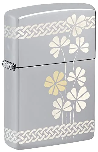 Zippo Lucky Clover 360° Laser Design, High Polish Chrome – Fortunate & Windproof