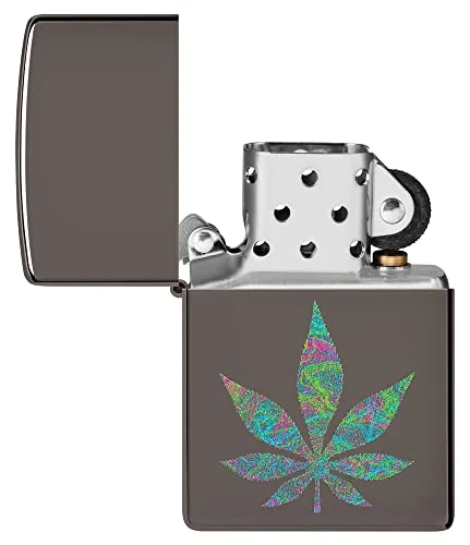 Zippo Unique Black Ice Cannabis Leaf Design Lighter – Cool & Sleek