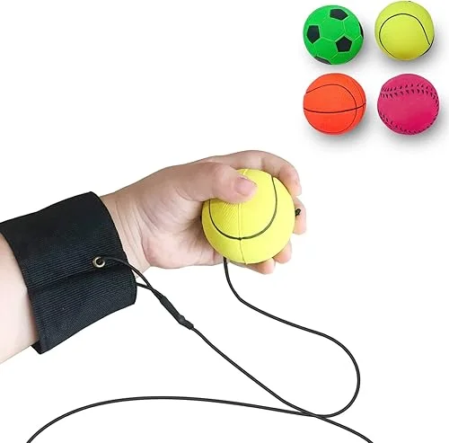 ZUYEE 4/8/16/32 Pack Wrist Return Ball 1.85 Inch Sports Wrist Balls On A String Rubber Rebound Balls (Basketball, Baseball, Soccer) Wristband Toy for Children Kids Gift Exercise or Play